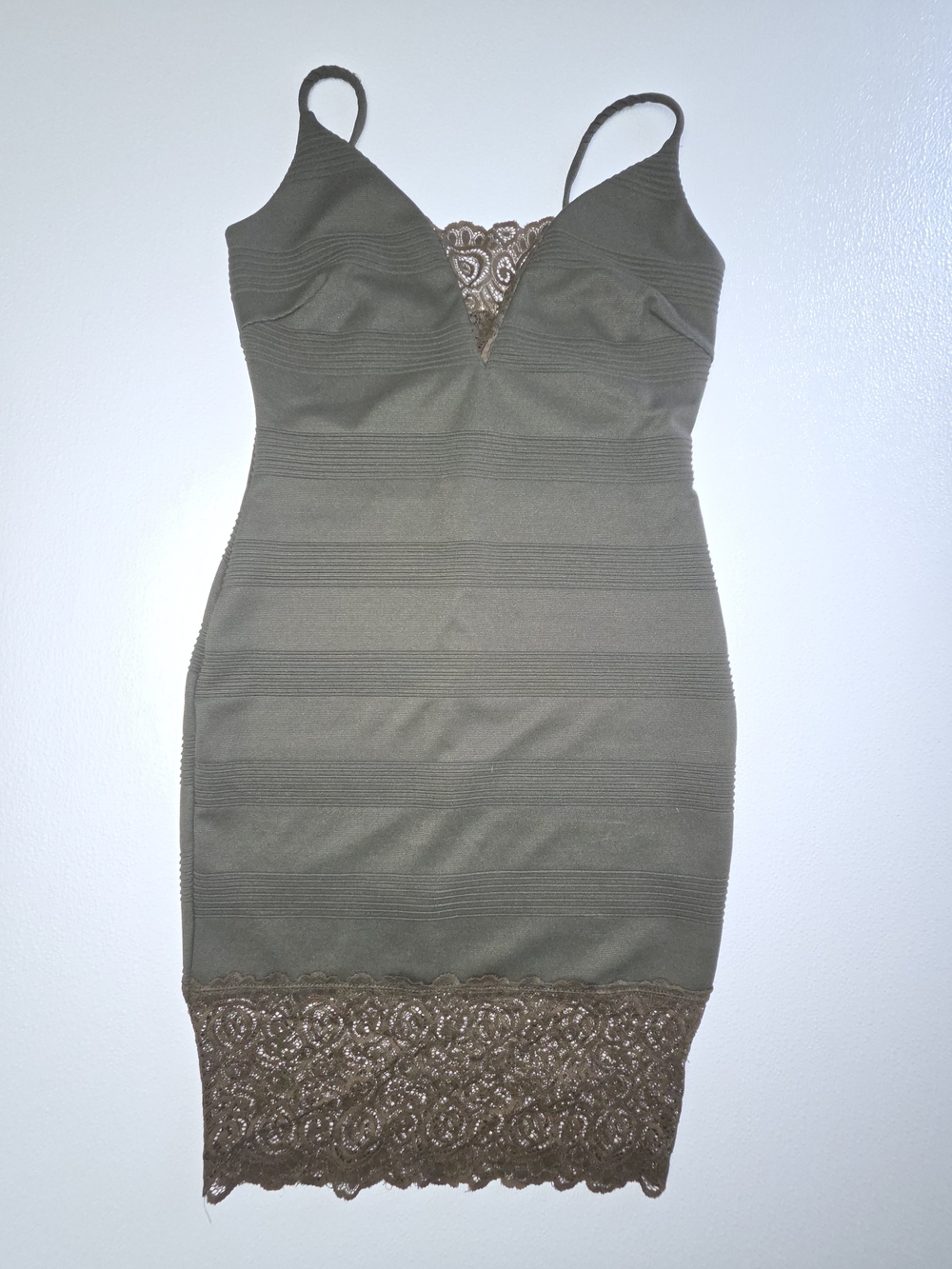& Other Stories Olive Lace-Trim Mini Dress